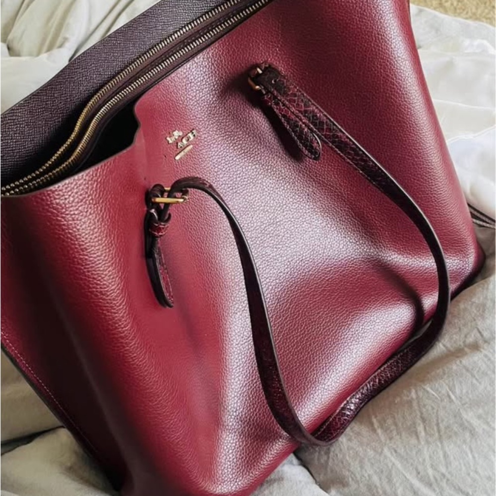Coach Deep Red Leather Tote